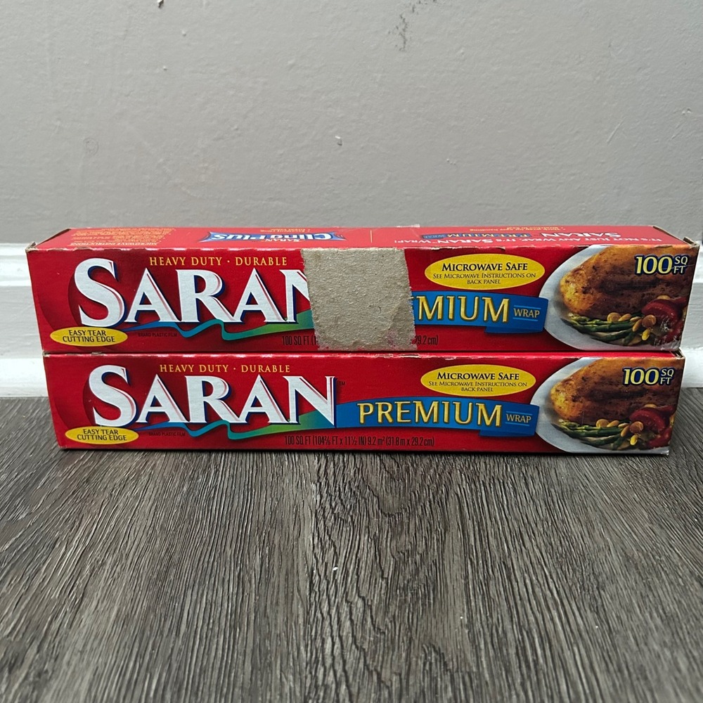 Saran Premium Wrap 100 SQ FT Red‎ Heavy Duty Durable Plastic Film 2 Pack